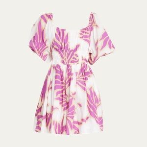 TANYA TAYLOR Ohara Puff-Sleeve Cinched Mini Dress